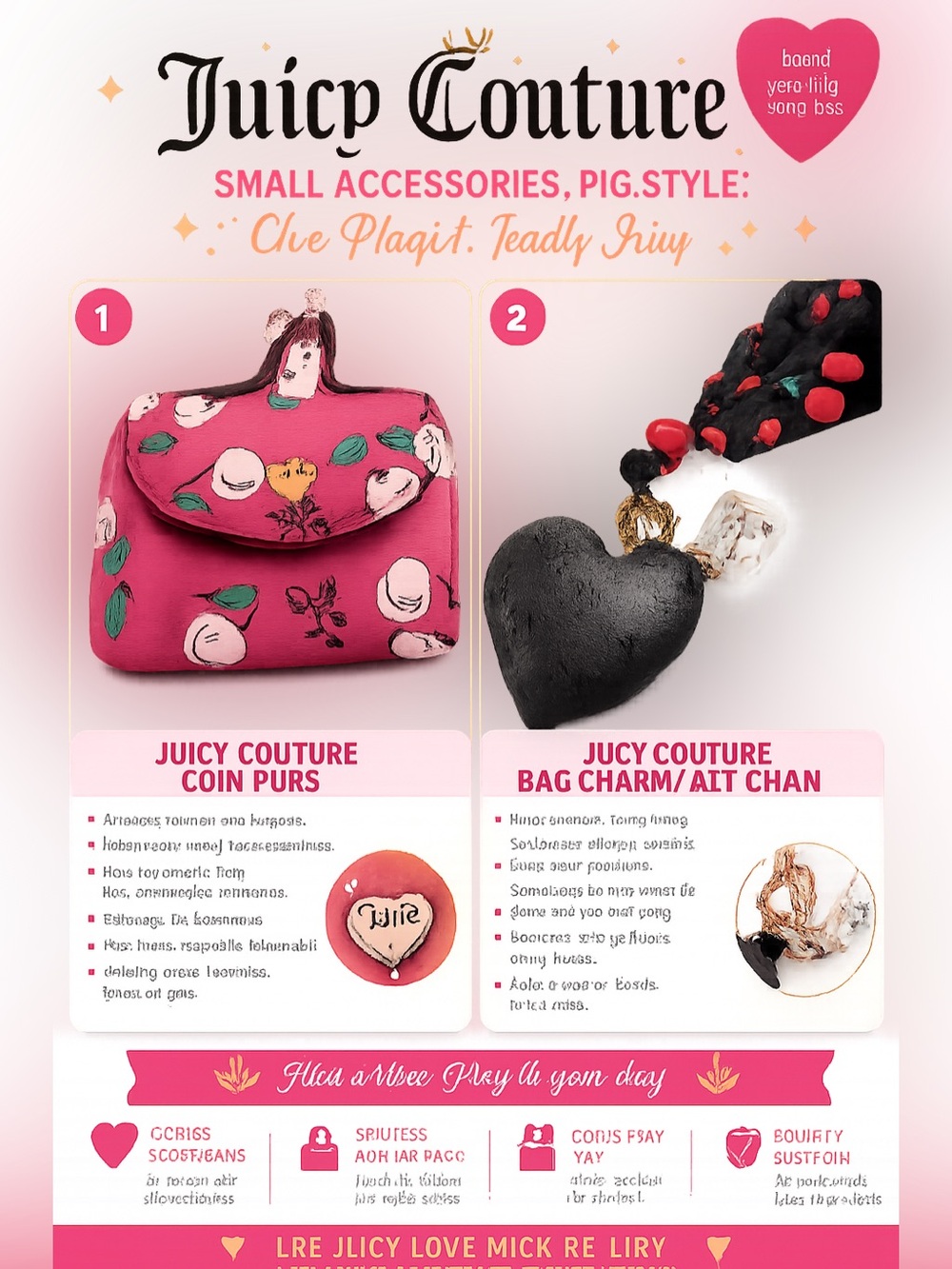 Pick your Juicy Couture Accessory: Pink Peach-Print Coin Pouch or Black 🖤 Charm